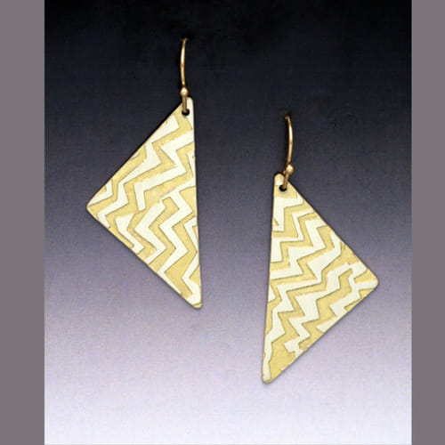 MB-E409 Earrings Brass Isosceles Triangle $48 at Hunter Wolff Gallery